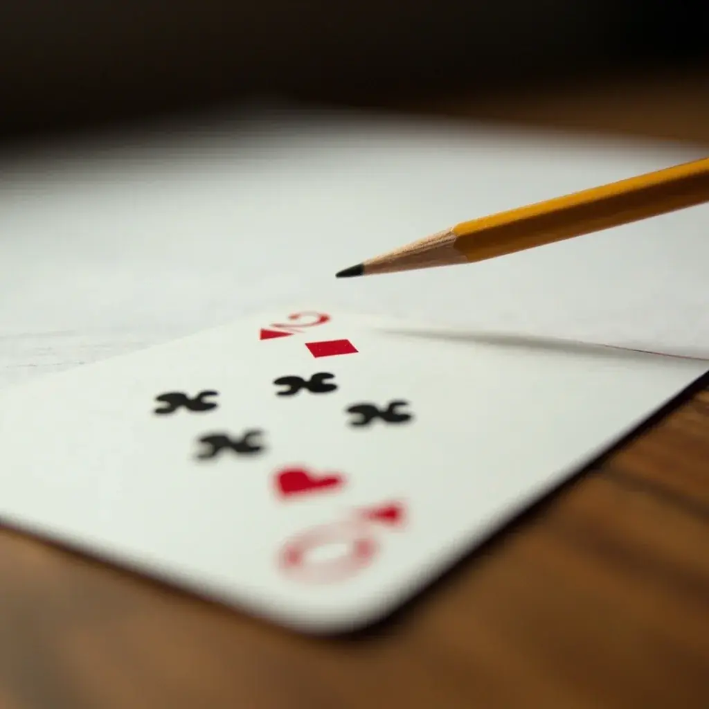 Indian playing cards and a small wooden scoreboard on ivory paper